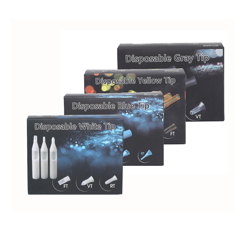 50pcs/Pack Disposable Tattoo Tips RT DT FT Independent Packing For Tatu Cartridges Needles Plastic Mouth Caps Supplies
