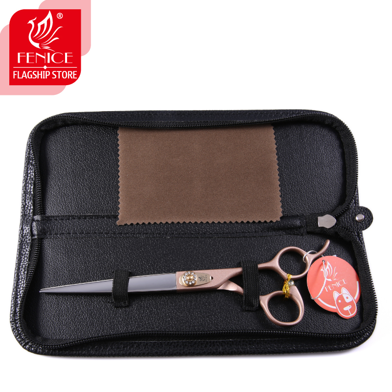 Fenice Professional Japan 440c Pet Dog Grooming Scissors 7.0 7.5 8.0 inch Sharp Cutting Straight Shears Tijeras Tesoura