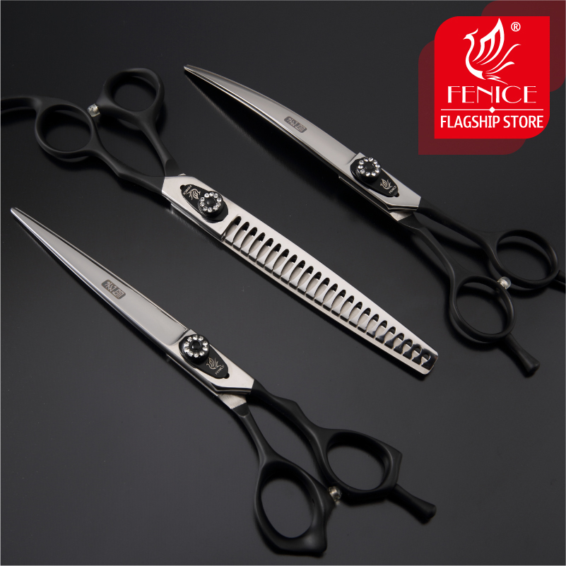 Fenice Dog Scissors Set Straight&Thinning&Curved Pet Grooming Scissors Kits Bichon Teddy Bomei Dog Grooming Shears Set Tool Set