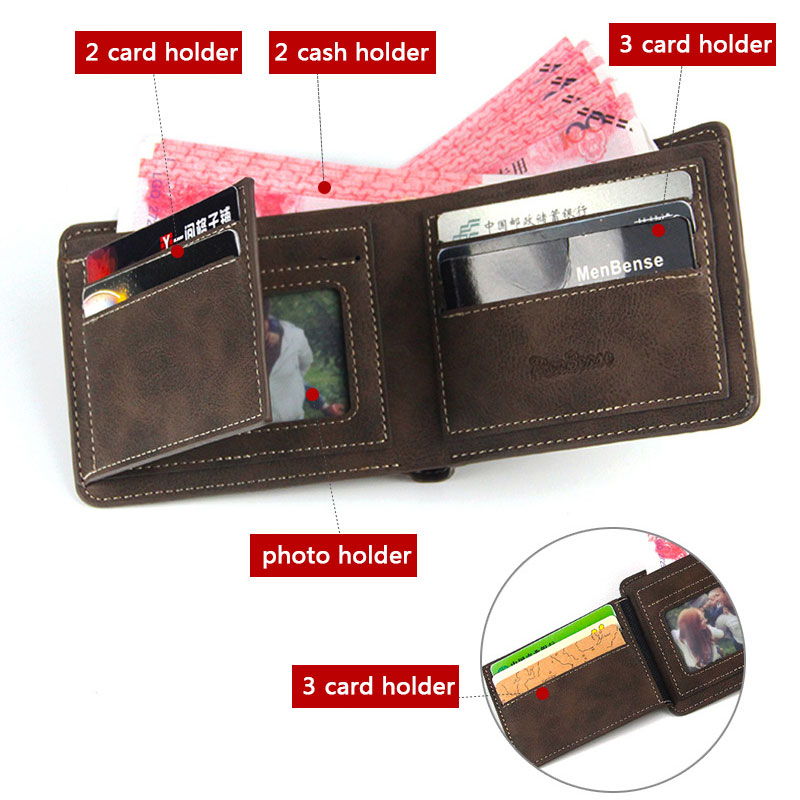 New Short Men Wallets Luxury PU Leather Name Customized Slim Male Wallet Photo Holder Classic Frosted 3-fold Small Men's Purses