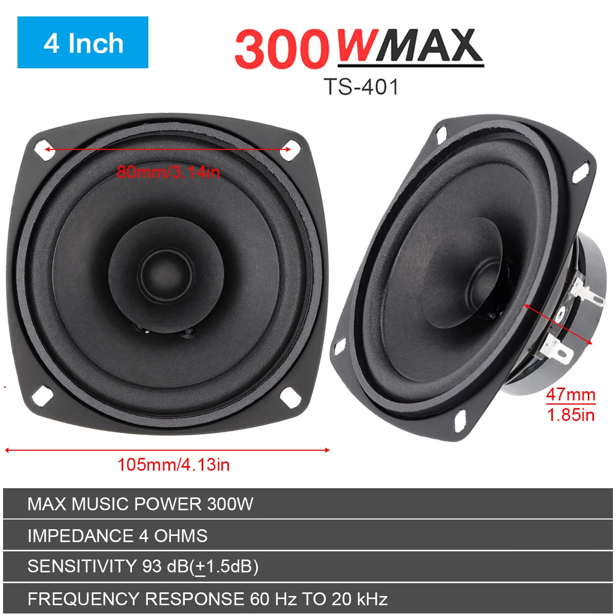 4/5/6 Inch Universal Car HiFi Coaxial Stereo Speakers 300/400/500W Auto Door Audio Music Full Range Frequency Speaker