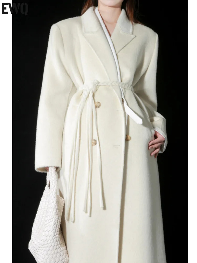 Belt long sleeved double-sided cashmere coat thick and warm womens winter wool coat autumn trendy 16O2157 241108