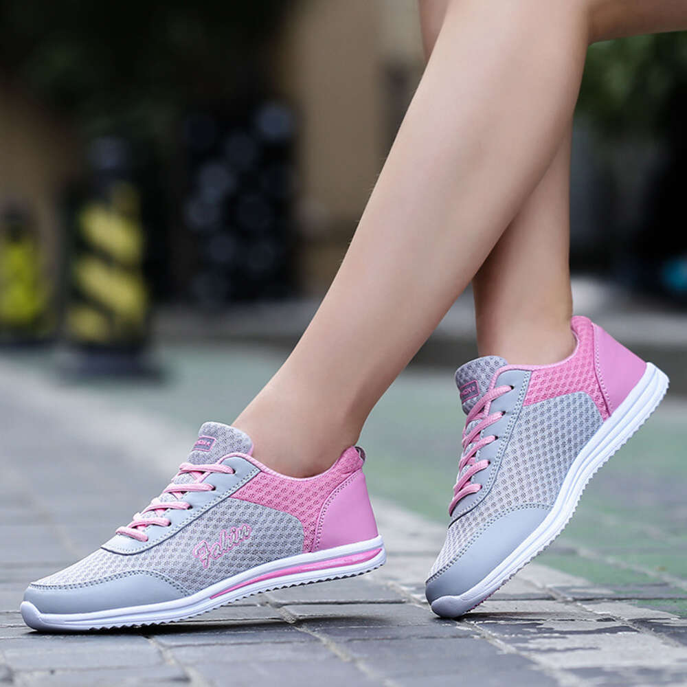Shoes Flat Breathable Mesh Student Sports and Leisure Women's Running Single Wave Shoes, Large Size ddmythur