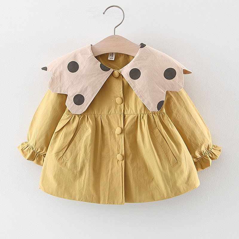 Baby Solid Color Girl Outewear Autumn Children Thin Coat Doll Long Sleeve New Infant Windbreaker Coat Kids Sweet Jacket