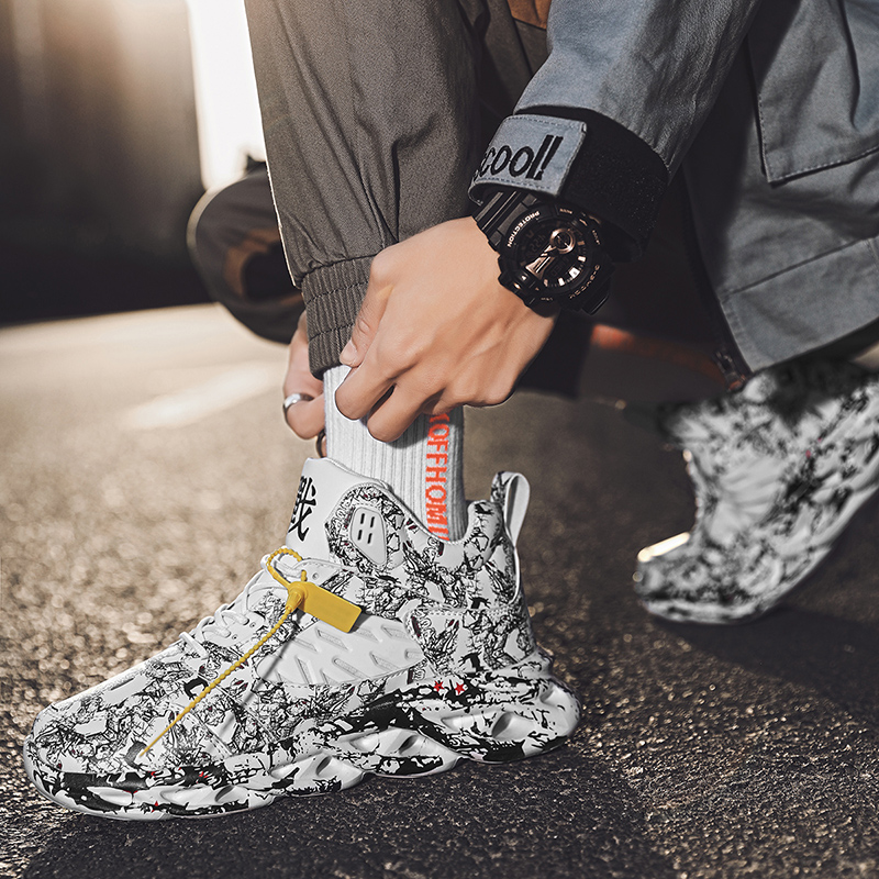 Men Casual Sneakers Graffiti Blade Platform Chunky Sneakers Men Sport Shoes Running Tennis Shoes Male Basketball Shoes Size 46