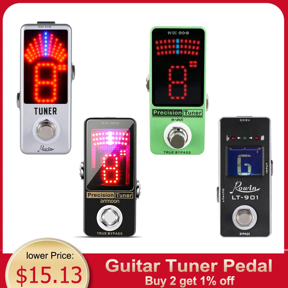 Mini Chromatic Guitar Tuner Pedal Effect LED Display True Bypass Guitar Tuner Guitar Effect Pedal for Guitar Accessories Bass