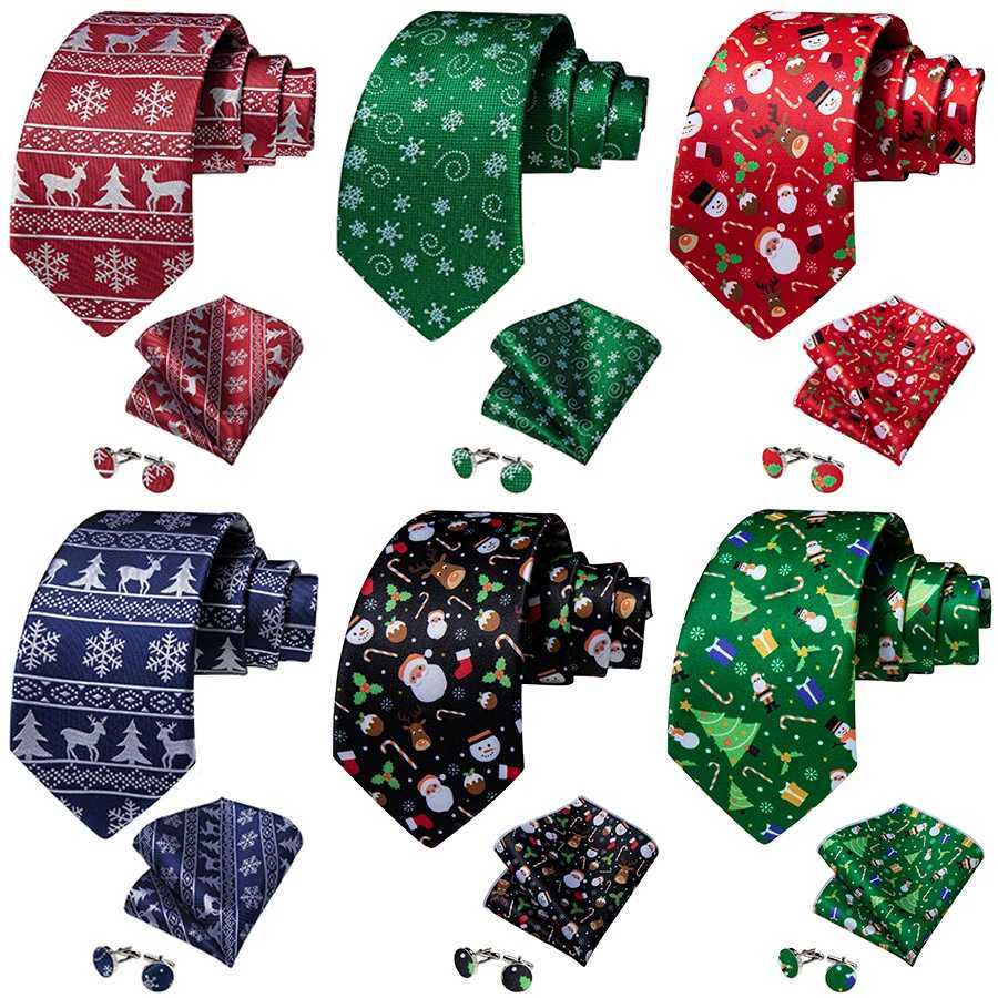 Christmas Ties for Men Blue White Snowflake Elk Tree Santa Claus Print Festival Party Accories Necktie Set Mens GiftX241109