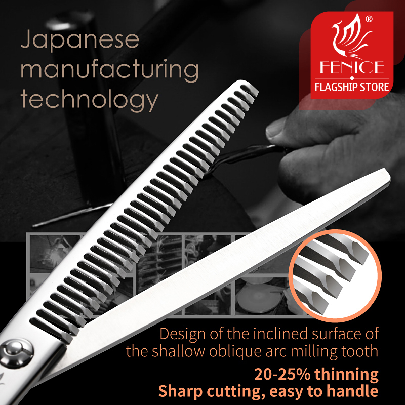 Fenice High-end 7.0 inch JP VG10 Steel Professional Pet Trimming Grooming Scissors Dog Thinning Scissors Shears Thinning 20-25%