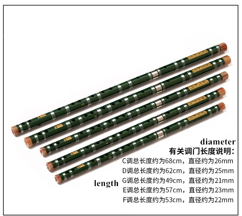 Chinese Bamboo Flute, Musical Instrument, Professional Flute, Transversal De Bamboo Dizi, 4 Color for Choose, C, D, E, F, G Key
