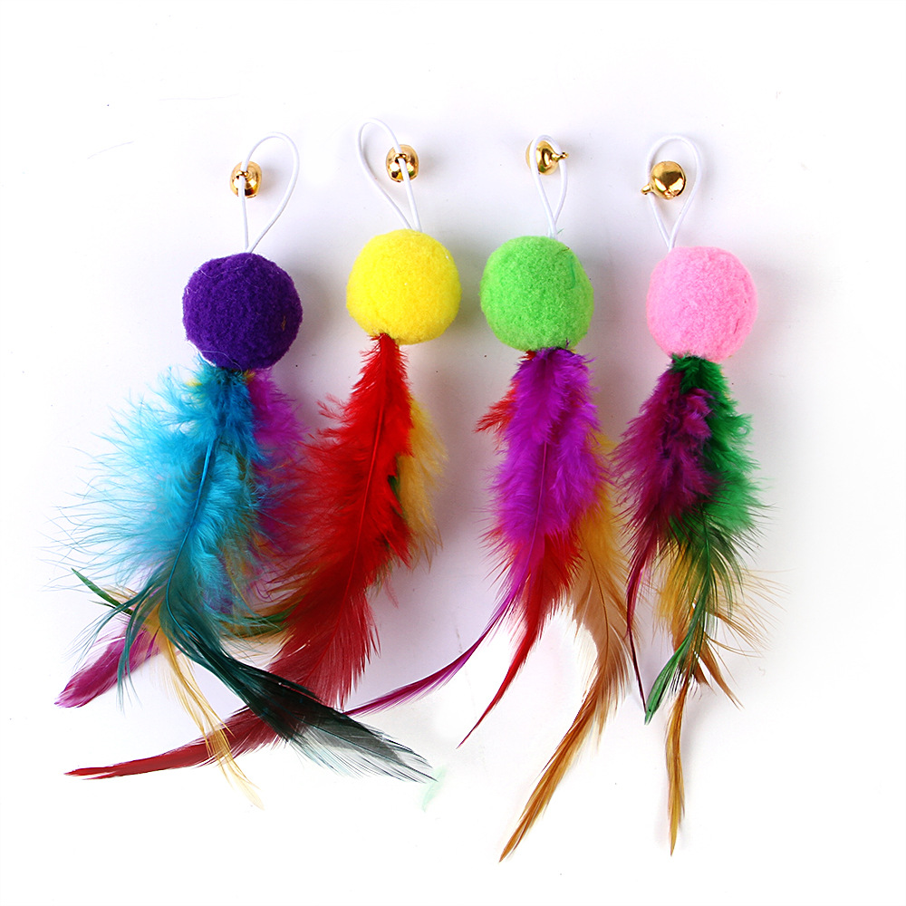 9 Pack Colorful Replacement Head Funny Stick Tassel Feather Fishing Rod Toy Set Cat Toys Interactive Free shipping