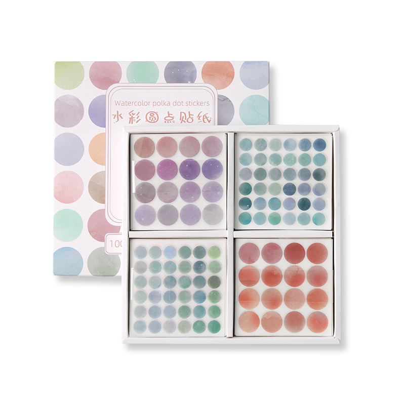 100 Sheets Watercolor Polka Dot Sticker Bullet Journaling Accessories Scrapbooking DIY Color Label Washi new Sticker 2025 Stationery Gift