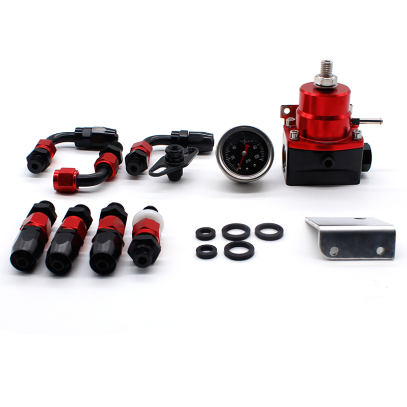 automobile refit universal adjustable aluminum alloy fuel pressure regulator instrument kit tubing 100PSI AN6 tubing fittings