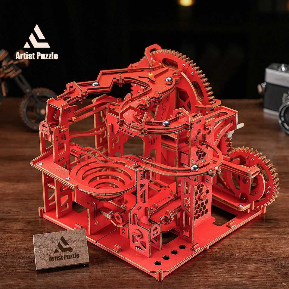 Difficulty Wooden Puzzle 3D Adult DIY Wooden Building Blocks Kit Toys and Wood Marble Run Puzzle Toys Childrens Christmas Gifts W241109