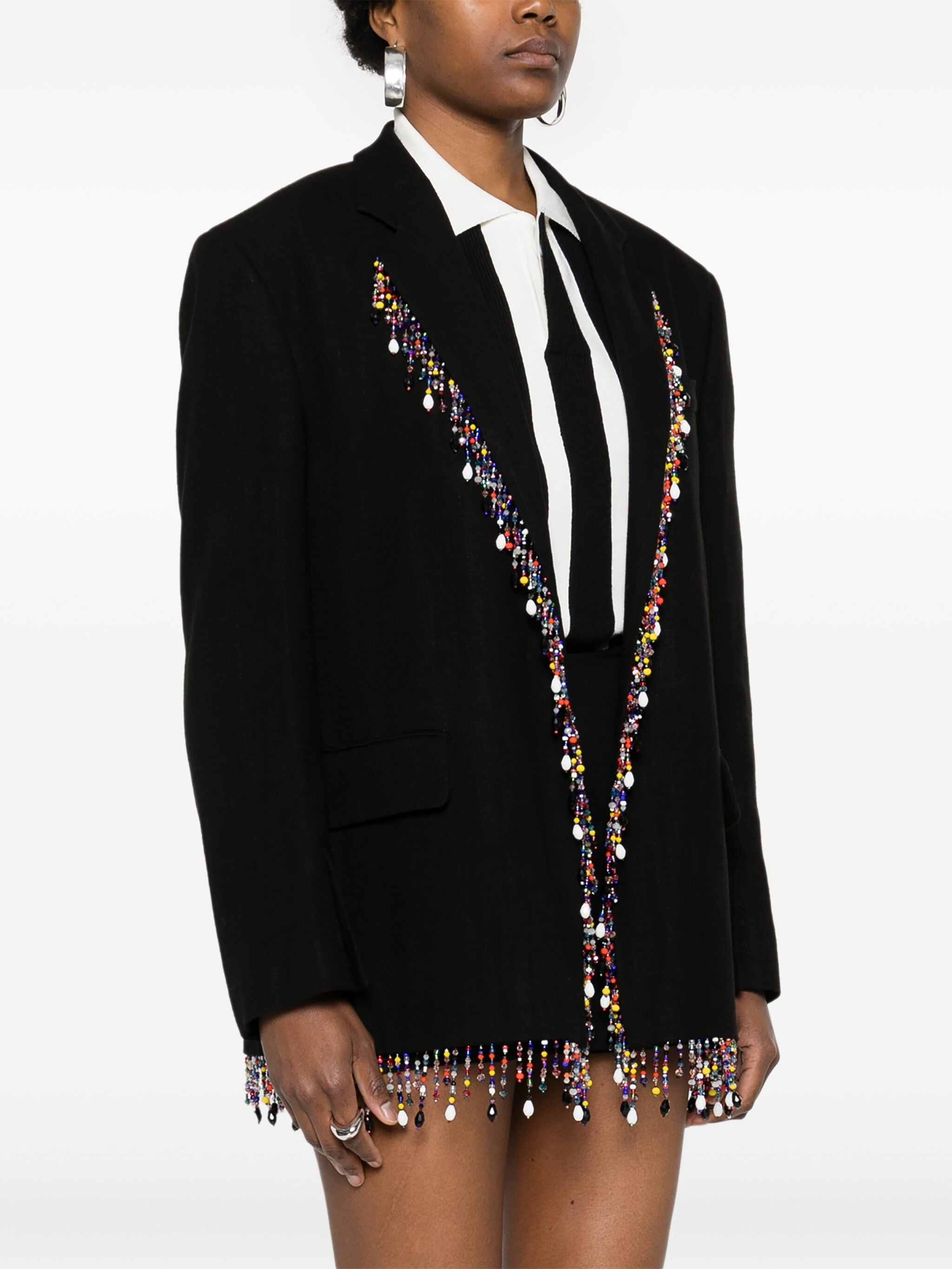 Colorful Beads Women Blazer Dress Fashion Beading Coat Formal Prom Custom Made Outfit Jacket One Piece