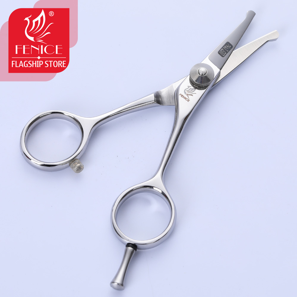 Fenice 4 inch Pet Dog Safety Rounded Tips Scissor Grooming Trimming Shears for Face, Ear, Nose & Paw Animal Hair Cutting Tool