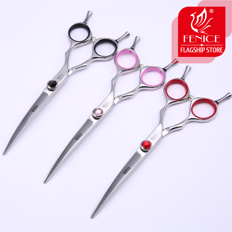 Fenice professional 5.5 inch 6 inch curved pet dog scissors small animal grooming shears in dog scissors