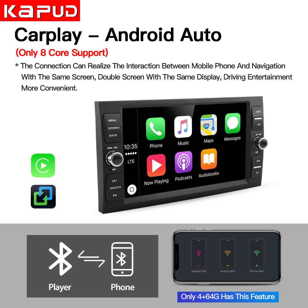 Kapud 8" Android 11 Car Radio Multimedia Player Stereo For Ford Focus 2 Kuga Fiesta Mondeo 4 C-Max Carplay Navi BT GPS Wifi