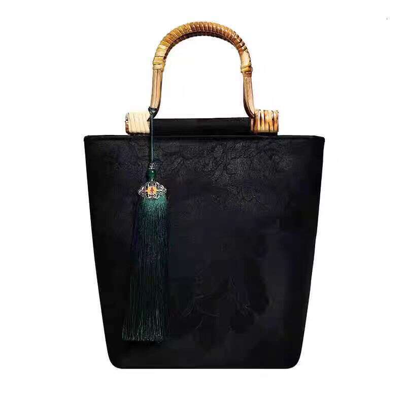 2024 New Chinese Style Large Capacity Bamboo Handle Fragrant Cloud Yarn Wind Hanfu Qipao Handheld Bag