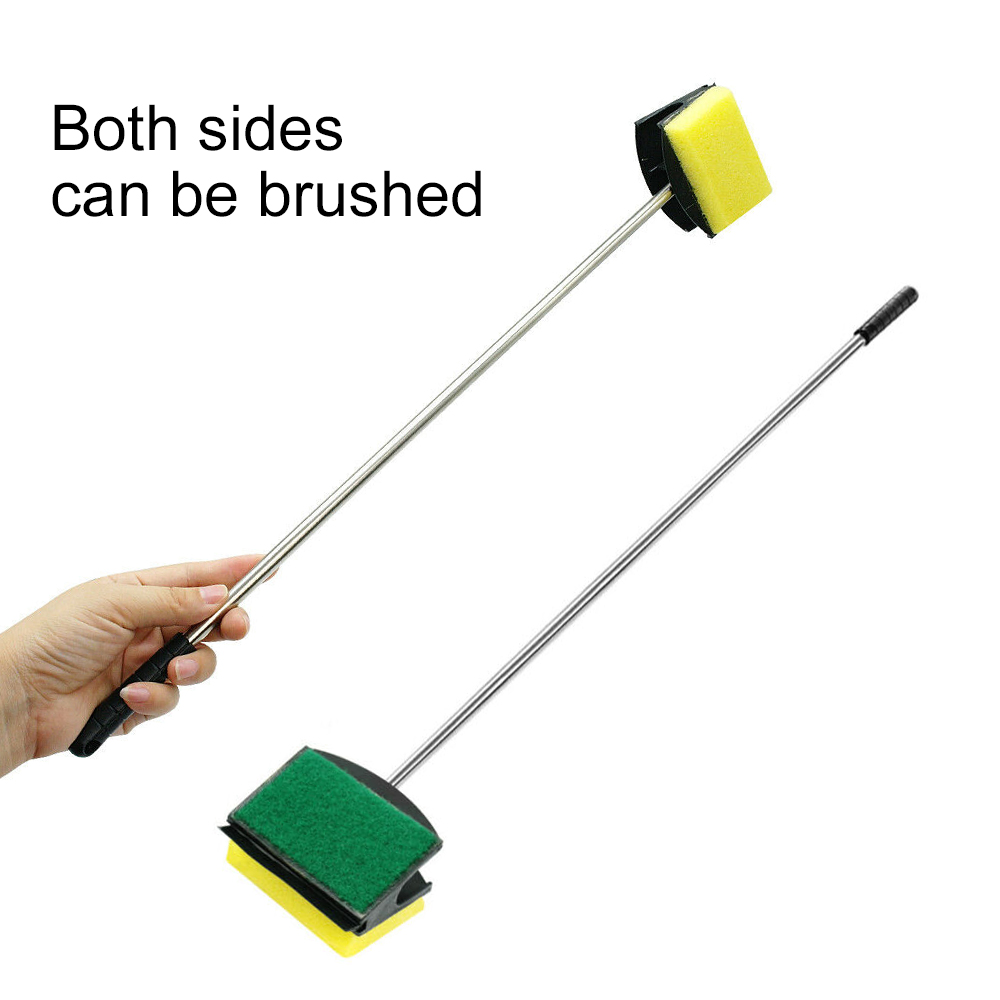 51/36cm Aquarium Plastic Fish Tank Glass Window Algae Double-Sided Sponge Cleaning Brush Cleaner Scrubber Long Handle Accesories