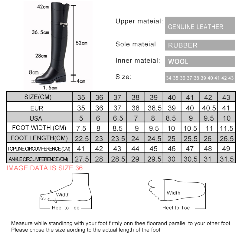 AIYUQI Winter Boots Women Knee High Long Boots Genuine Leather Waterproof Women Thigh High Boots Large size women's boots