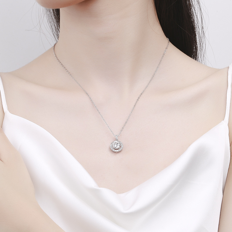 2024 Choucong Top Sell Circle Pendant Simple Fashion Jewelry 925 Sterling Silver Round Cut White 5A Cubic Zircon CZ Diamond Elegant Women Clavicle Nec