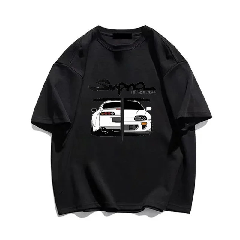 Japanese Anime Car Graphic T-shirt Summer Men Women Cotton Short Sleeve Fashion Harajuku Tee Oversized Y2k Clothes Streetwear 240409