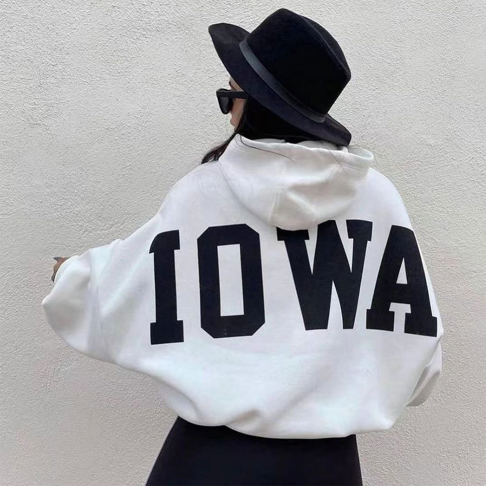 Designer women's long sleeved hooded sweatshirt casual fashion letter printed top explosive