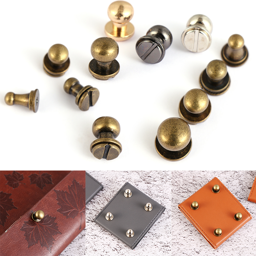 10pcs/bag Monk Head Screws Leather Craft Belt Wallet Solid Brass Nail Rivets Screws Bags Accessories Tacks Clothes Garment decor