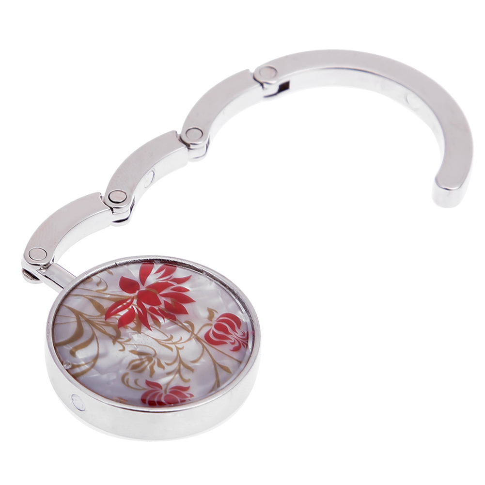 Table Kirsite Folding Hanger Holder Portable Delicate Womens Bag Storage Stylish Landscape Pattern for Table Desk for Women Girl smile