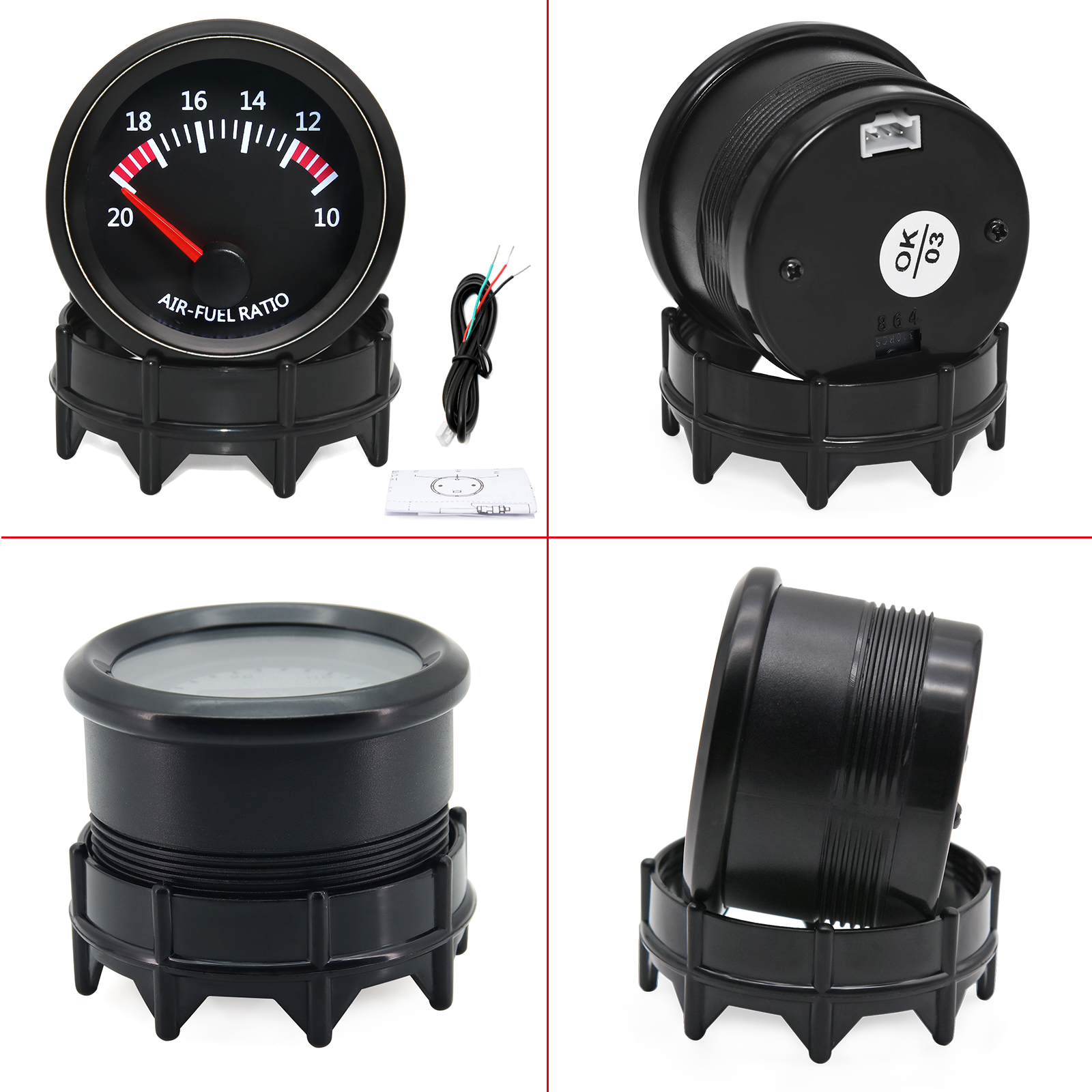 AD 52mm Auto Air Fuel Ratio 10-20 With Narrowband O2 Oxygen Sensor Car Gauge Fit for 12V Stepper Motor OE 0258006028