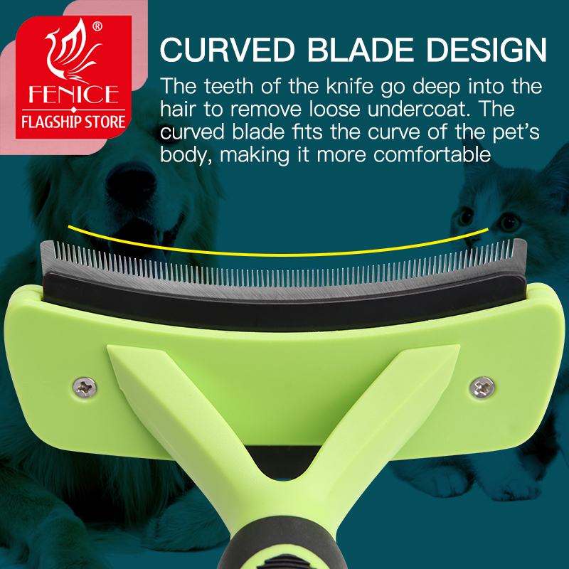 Fenice Self Cleaning Arc Wire Brush for Dog Cat Removes Hair Massages Pet Comb Grooming Supplies