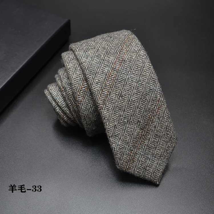 High quality Wool Narrow Tie For Male Work Casual Wedding Groom 6CM Neckties Neckwear Formal Neckcloth Groomsmen Ties men giftsX241111