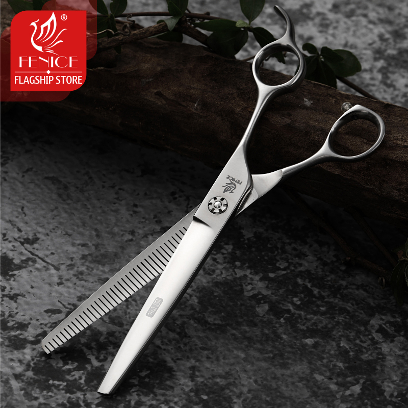 Fenice 7" Pet Dog Grooming Scissor Thinning Shears Sharp Edge Animals Cat Reversed Tooth Scissors Cutting tools tijeras tesoura