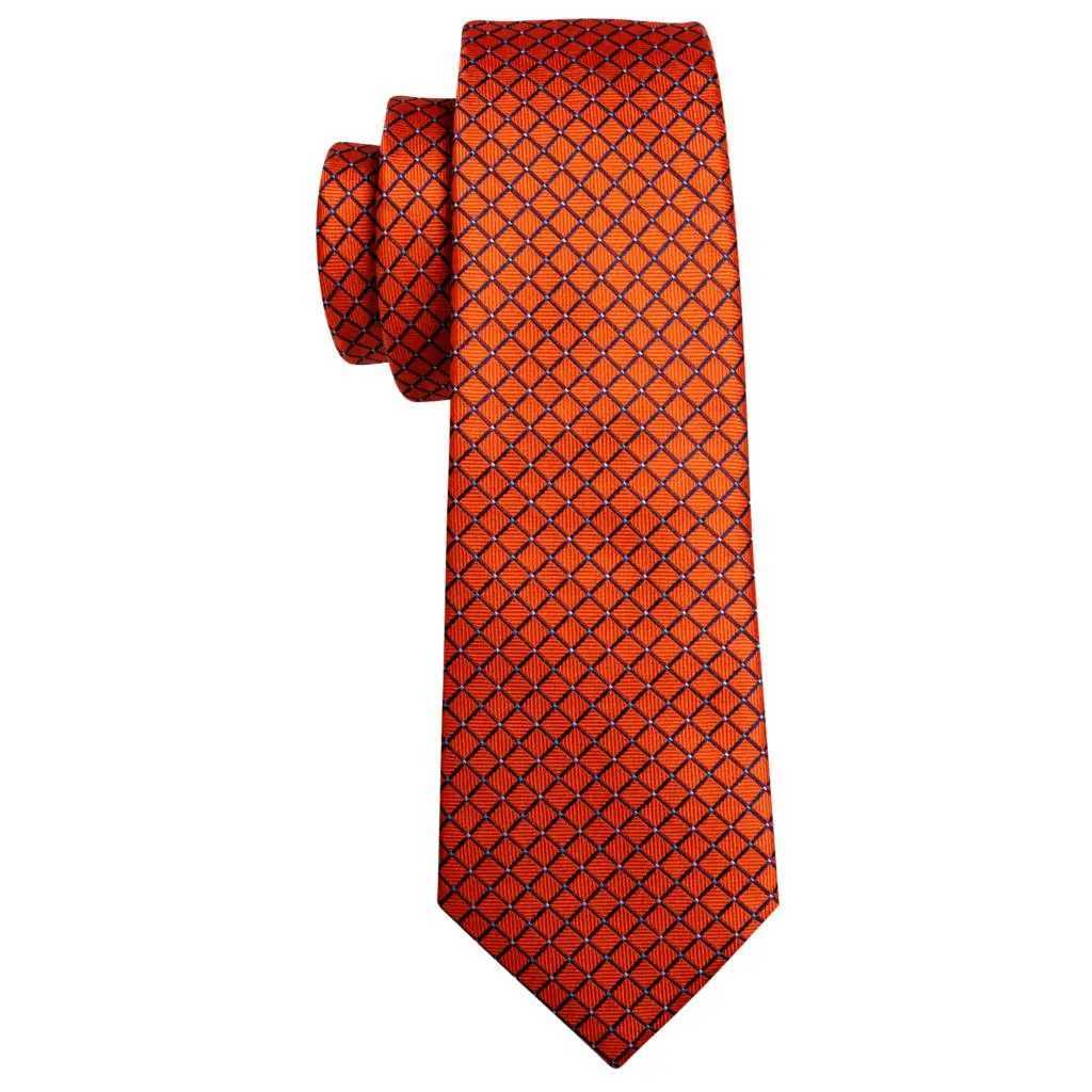 Barry.Wang Orange Silk Men Tie Hanky Cufflinks Set Jacquard Pink Purple Salmon Gold Necktie for Male Wedding Busin Party GiftX241109