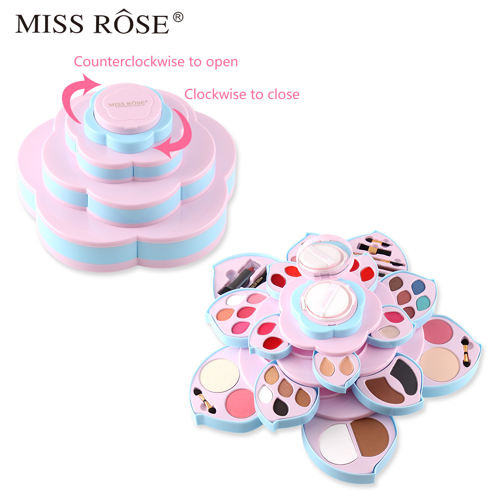 a Set Makeup ROSE MISS Professional Box Matte Glitter Eyeshadow Powder Blush Women Multi functional Palette Cosmetic Case Brush