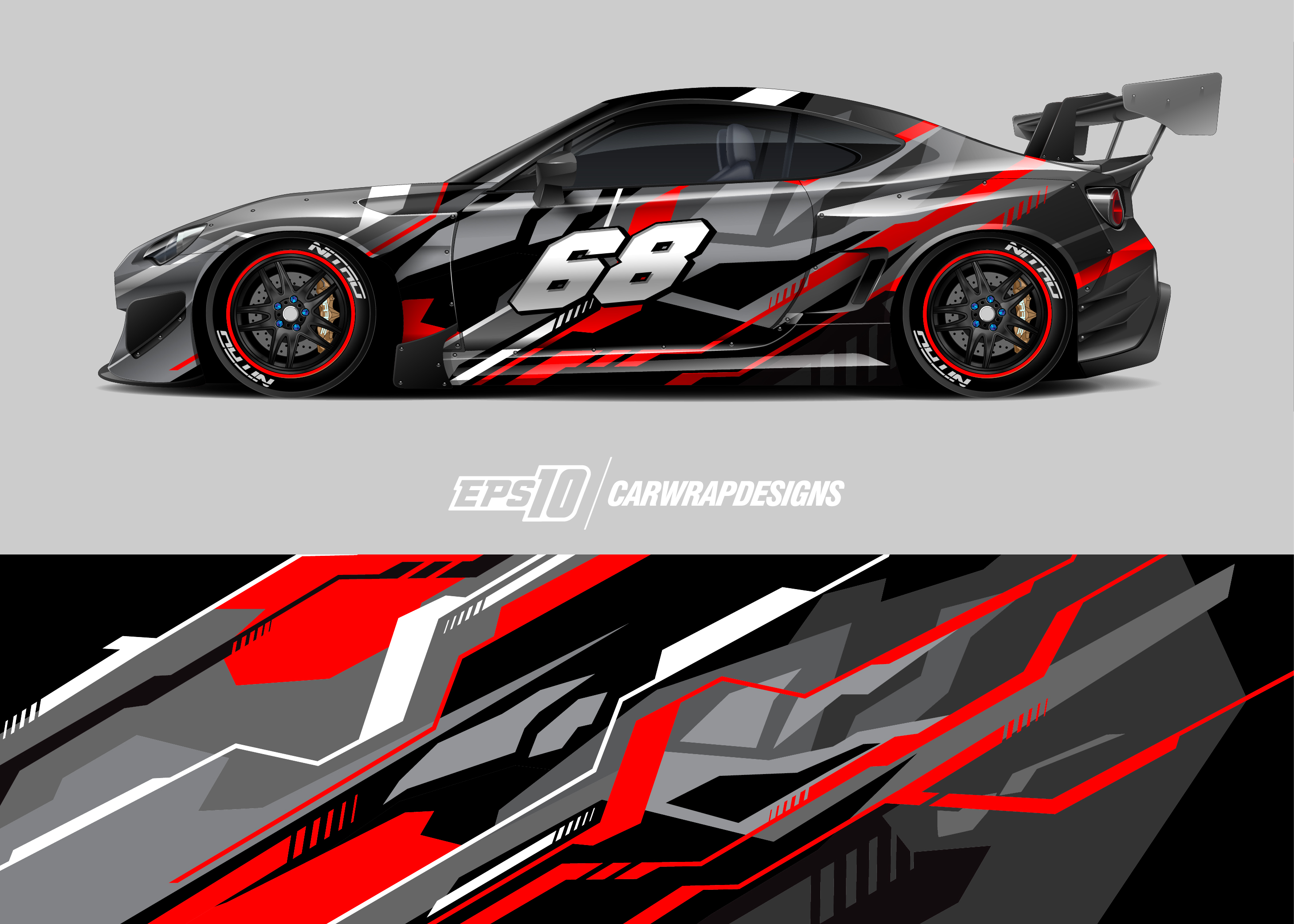 Full Body Racing Graphic Decal Vinyl Wrap Modern Design Red Retro Car Full Wrap Sticker Decorative Car Decal 400*100cm 4fb44