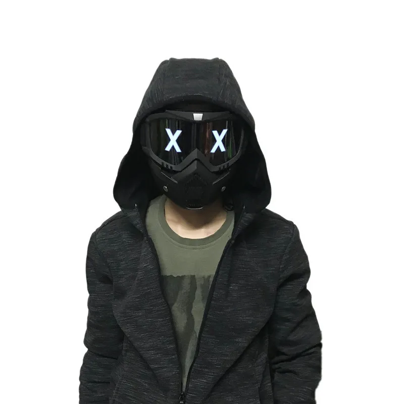 Halloween LED Half Face X Glowing Eyes DIY Eyewear Mask Lights Mask masks DJ Party Cosplay Prop Gift