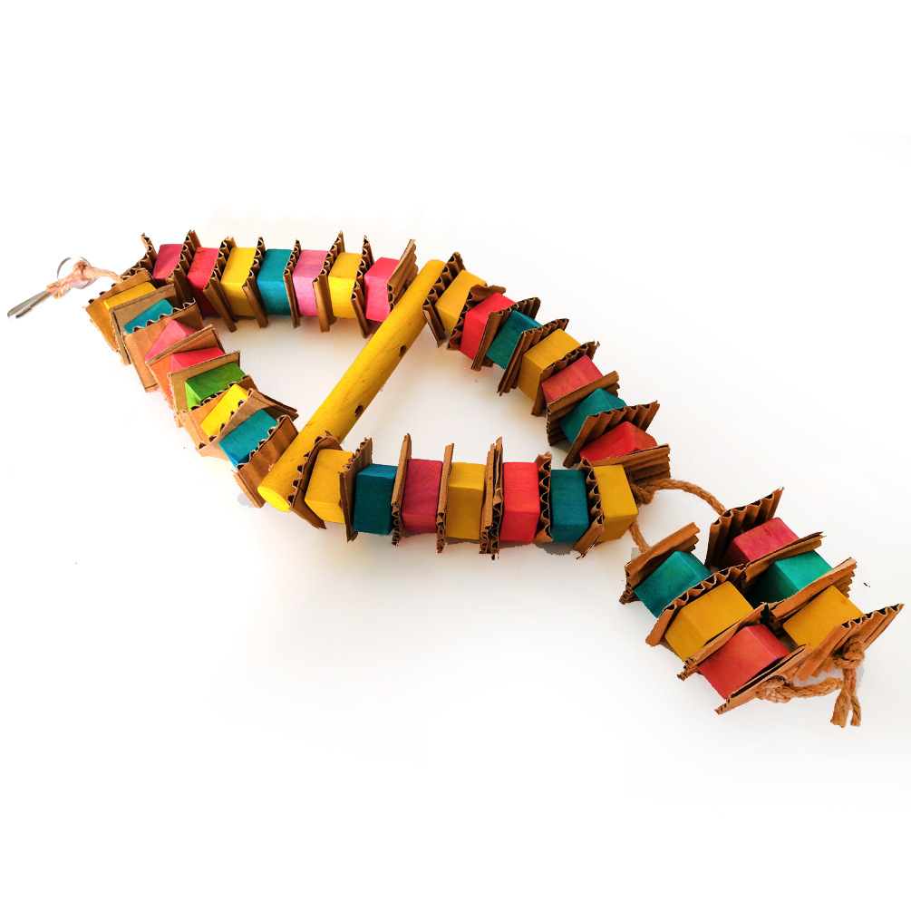 2025 new for Large Birds Cardboard Big African Grey Parrot Toys Natural Wooden Bird Cage Chewing Toy with ZM918