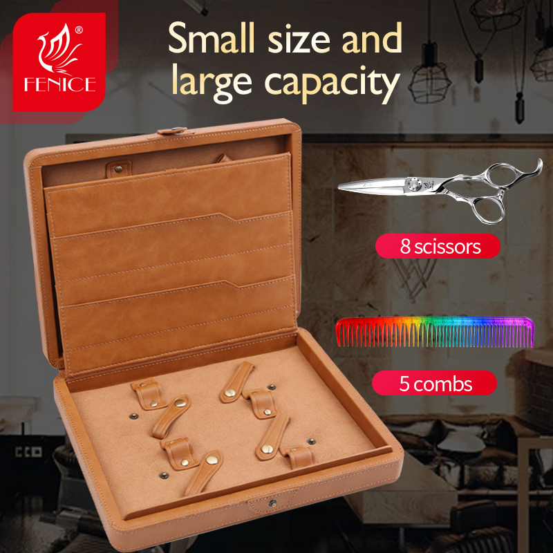 Fenice hairdressing toolbox leather hairdresser scissors tools case pouch holder box luggage comb clip portable storage box