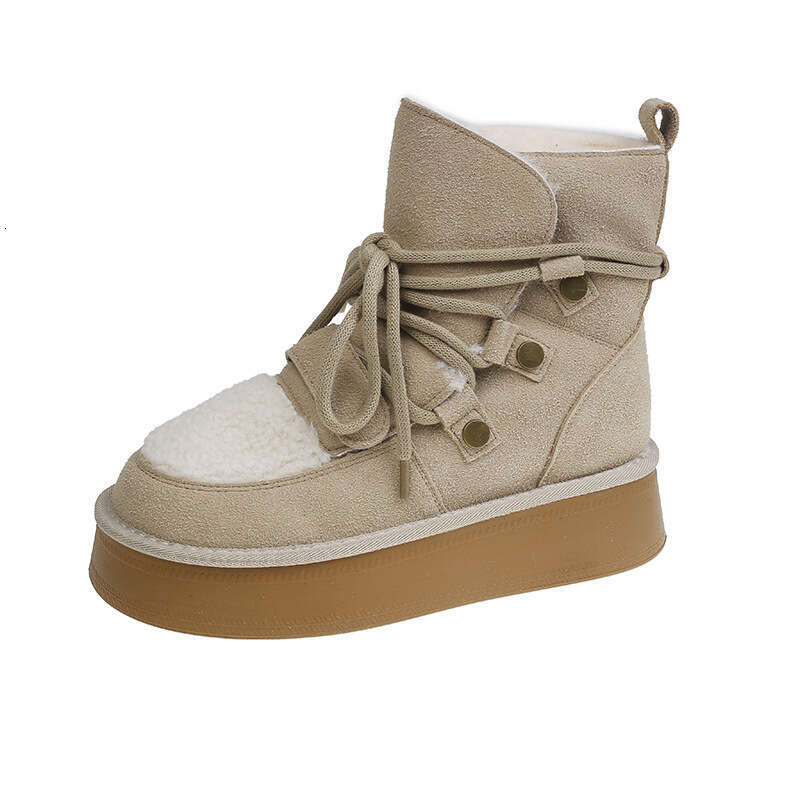 Gu Yun | Thick Soled Snow For Women 2024 New Winter Warm Height Increasing Short Boots With Plush And Thick Anti Slip Cotton Shoes