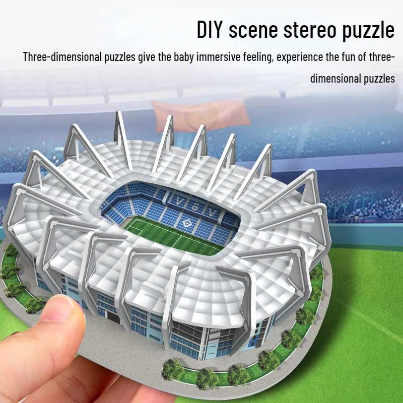 10 in 1 Champions League Football Stadium 3D Paper Puzzle DIY Mosaic Architecture Gym Toys Gifts Educational Toys W241109