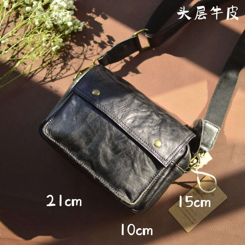 Men's Leather One-Shoulder Oblique Span Baotou Layer Cowhide Handmade Retro Small Backpack Japanese And South Korean Chest