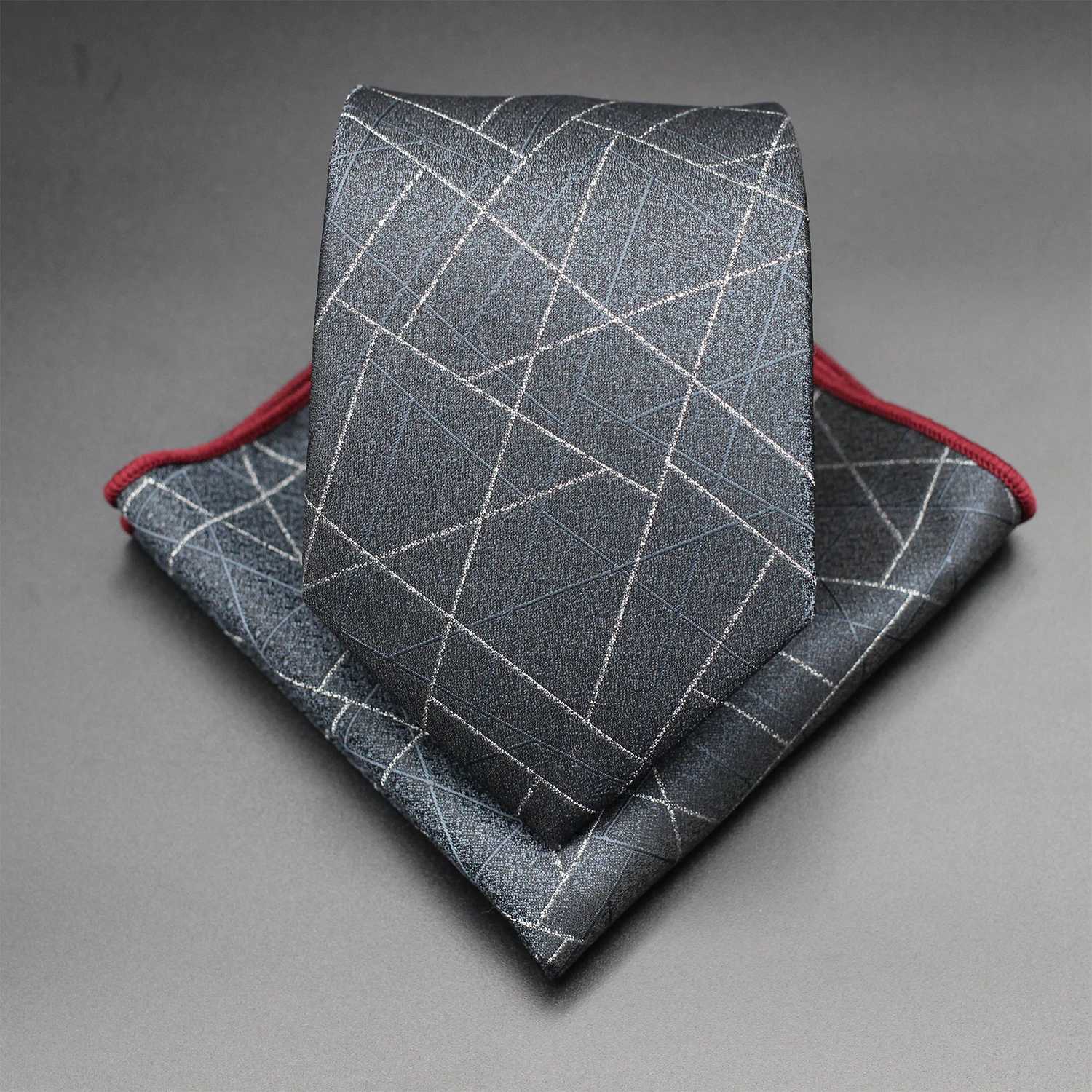 New Classic 100% Silk Mens Ties 8cm Formal Luxury Wedding High Quality Necktie Handkerchief Wedding Party Tie Set GravatasX241111