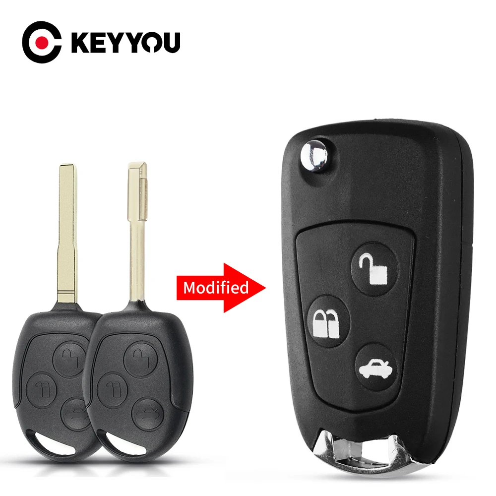 KEYOU For Ford Replacement Folding Car Remote 2025 new Key Case for Ford eo Focus 2 3 Festiva Fiesta KA HU101/FO21 Blade Auto Key