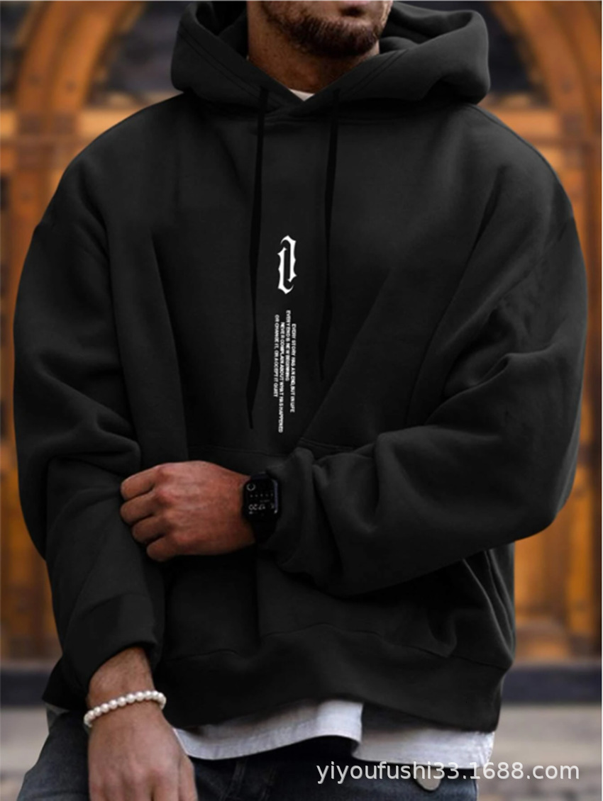 Designer's autumn winter new men's pullover printed hooded sweatshirt, personalized and fashionable sweatshirt