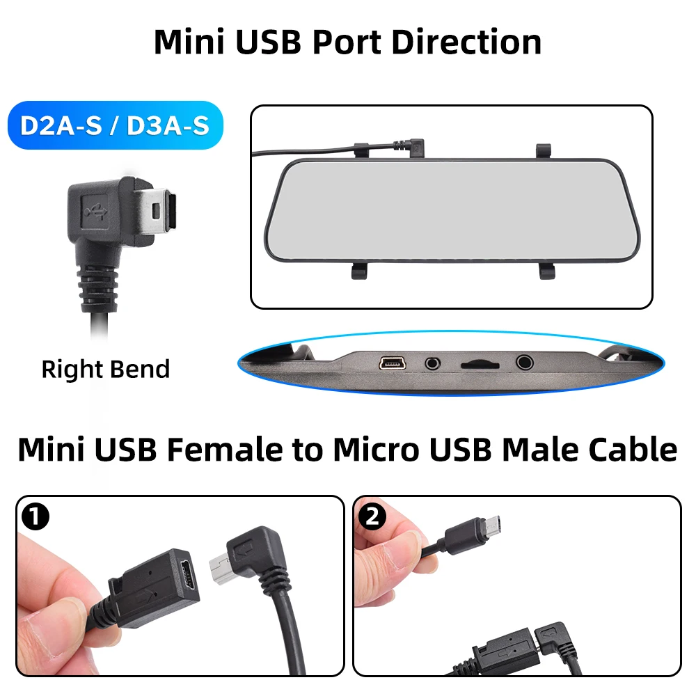 Deelife OBD2 Hardwire Kit for Car DVR Mirror Camera Dash Cam Parking Guard Cable 12V 24V to 5V Mini Micro USB Hard Wire