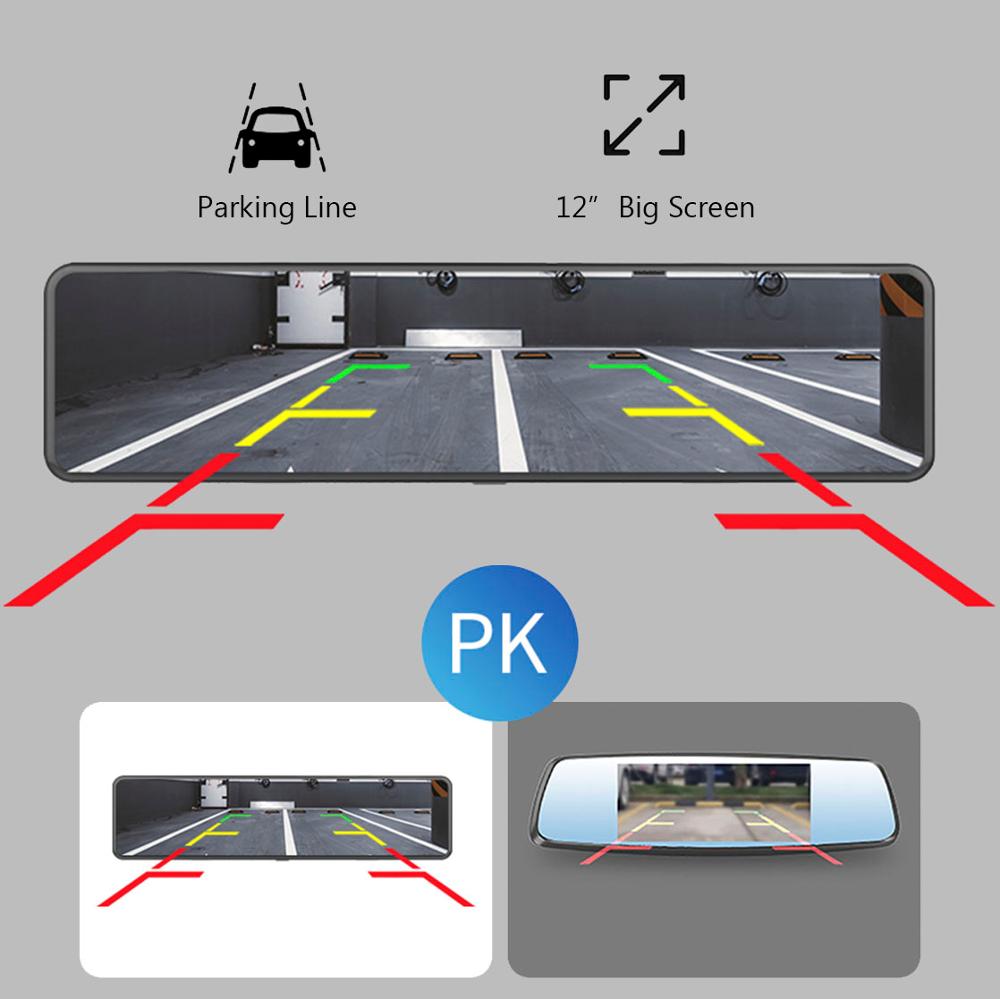 HGDO 12" 4K Dash Cam SonyIMX415 Rear View Mirror GPS Camera Car DVR 2025 Video Recorder for 24V Truck new Van Lorry freight train wagon