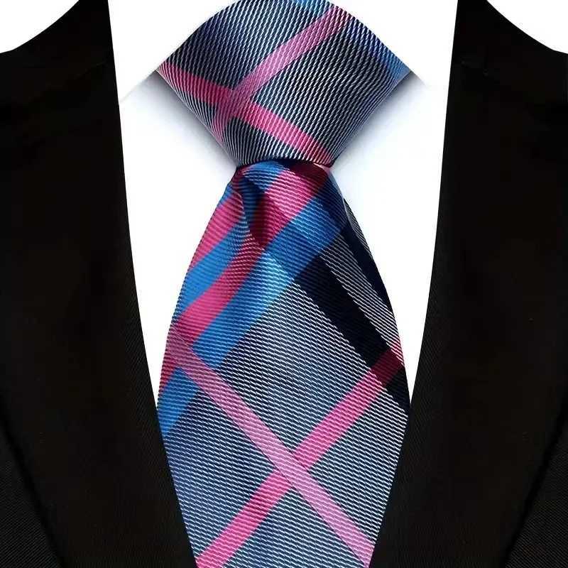 Luxury 8CM Mens Necktie Pink Color Solid Stripes Paisley Ties For Man Groom Jacquard Woven Neck Tie For Busin Wedding PartyX241109