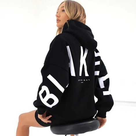 Designer's autumn and winter new fashionable printed thick fleece loose hooded sweatshirt for women