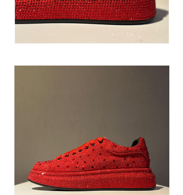 New Men Red Rhinestone Pattern All Match Brand Shoes Causal Flats Loafers Sports Walking Sneakers Zapatos Hombre for Male
